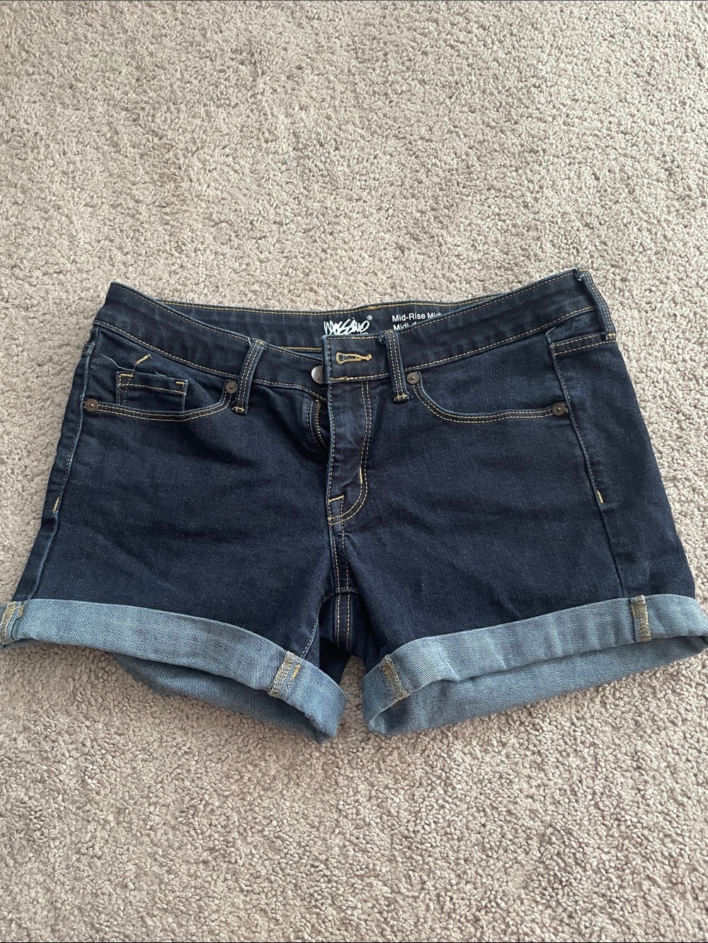 Mossimo Supply Co. Dark Blue Roll-Cuff Denim Shorts